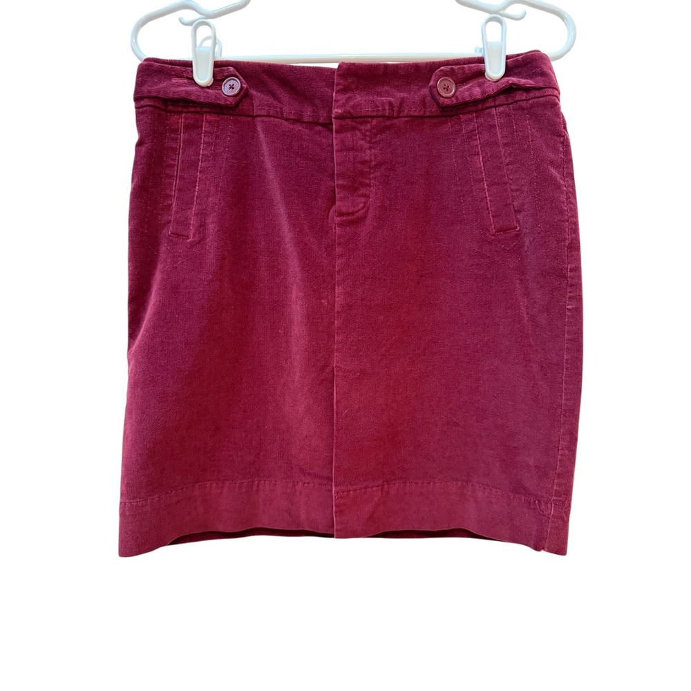 American Eagle Corduroy Skirt Women 4 Burgundy Y2K Mini Straight Stretch Cotton‎